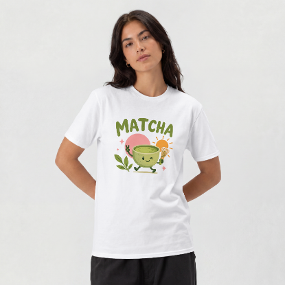 Obrazek Koszulka Matcha – biała koszulka dla miłośniczki matchy z nadrukiem