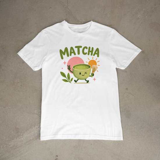 Obrazek Koszulka Matcha – biała koszulka dla miłośniczki matchy z nadrukiem