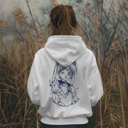 Obrazek Biała bluza z kapturem damska  Sailor Moon – Czarodziejka z Księżyca