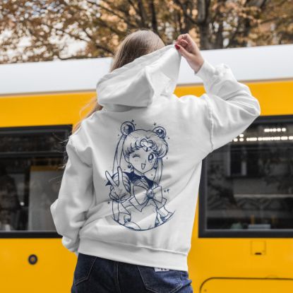Obrazek Biała bluza z kapturem damska  Sailor Moon – Czarodziejka z Księżyca