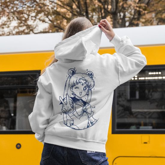 Obrazek Biała bluza z kapturem damska  Sailor Moon – Czarodziejka z Księżyca