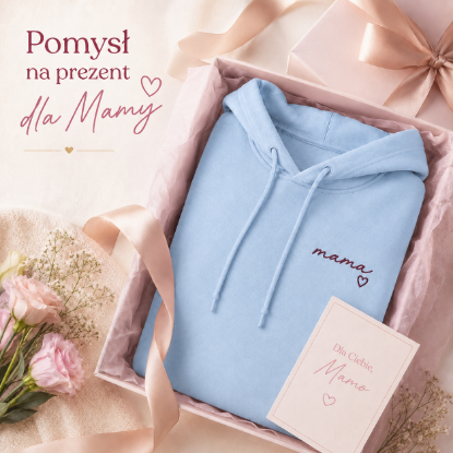Obrazek Personalizowana bluza jasnoniebieska dla Mamy z imionami dzieci – haft MAMA z sercem