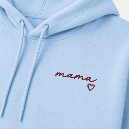 Obrazek Personalizowana bluza jasnoniebieska dla Mamy z imionami dzieci – haft MAMA z sercem