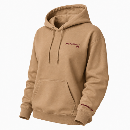 Obrazek Personalizowana bluza jasny brąz dla Mamy z imionami dzieci – haft MAMA z sercem