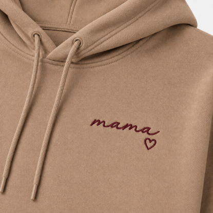 Obrazek Personalizowana bluza jasny brąz dla Mamy z imionami dzieci – haft MAMA z sercem