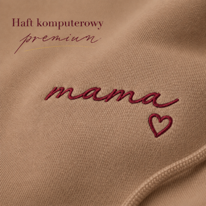 Obrazek Personalizowana bluza jasny brąz dla Mamy z imionami dzieci – haft MAMA z sercem