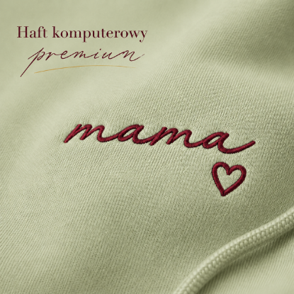 Obrazek Personalizowana bluza pistacjowa dla Mamy z imionami dzieci – haft MAMA z sercem