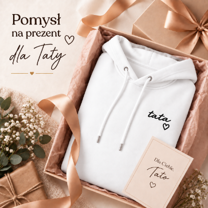 Obrazek Personalizowana biała bluza dla Taty z imionami dzieci – haft TATA z sercem