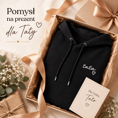 Obrazek Personalizowana czarna bluza dla Taty z imionami dzieci – haft TATA z sercem