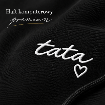 Obrazek Personalizowana czarna bluza dla Taty z imionami dzieci – haft TATA z sercem