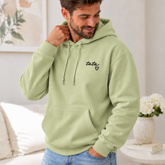 Obrazek Personalizowana pistacjowa bluza dla Taty z imionami dzieci – haft TATA z sercem