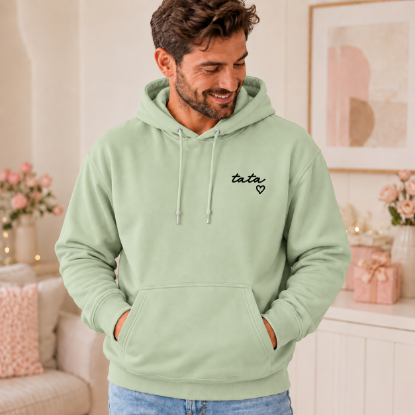 Obrazek Personalizowana pistacjowa bluza dla Taty z imionami dzieci – haft TATA z sercem