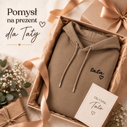 Obrazek Personalizowana brązowa bluza dla Taty z imionami dzieci – haft TATA z sercem